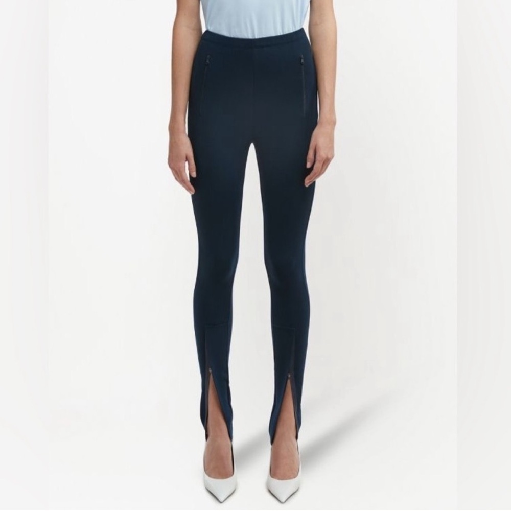 NWT Wardrobe NYC  Navy Blue Front Zip Ankle Leggings/Pants Size Large